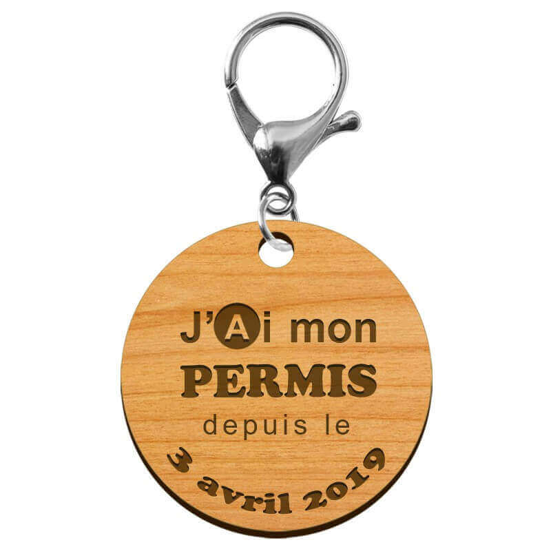 Porte-clé "J'ai mon permis de conduire depuis le..." date à personnaliser - macreationperso mousqueton argenté