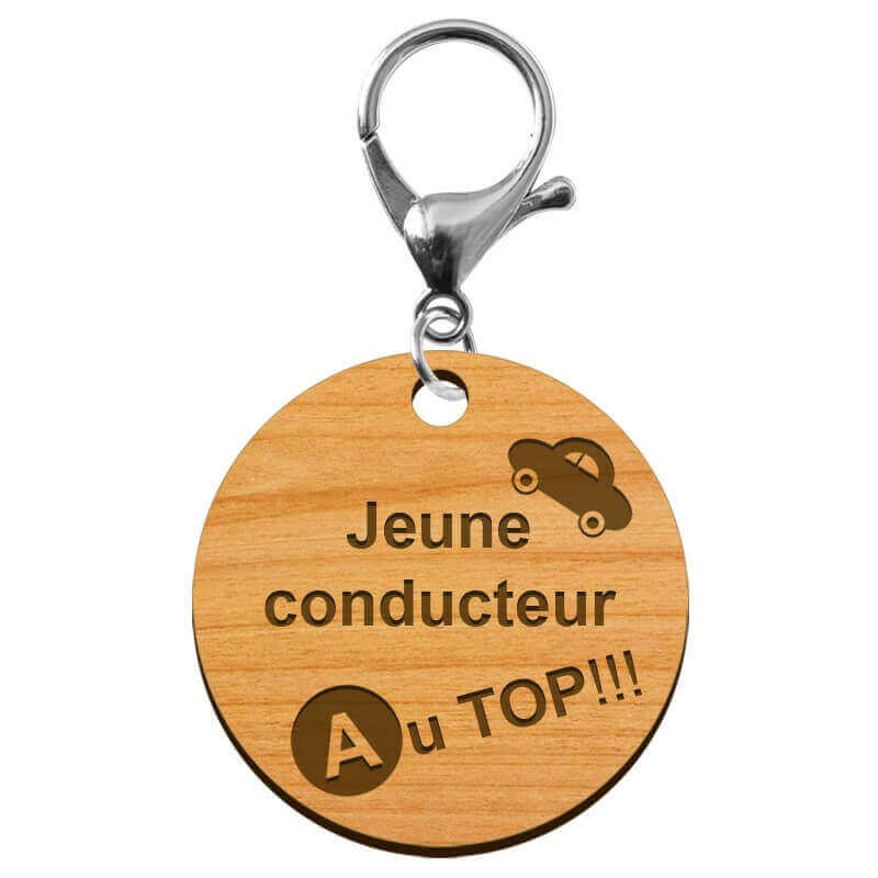 Porte-clé Jeune conducteur AU TOP à personnaliser avec mousqueton de couleur argenté