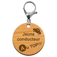 Porte-clé Jeune conducteur AU TOP à personnaliser avec mousqueton de couleur argenté