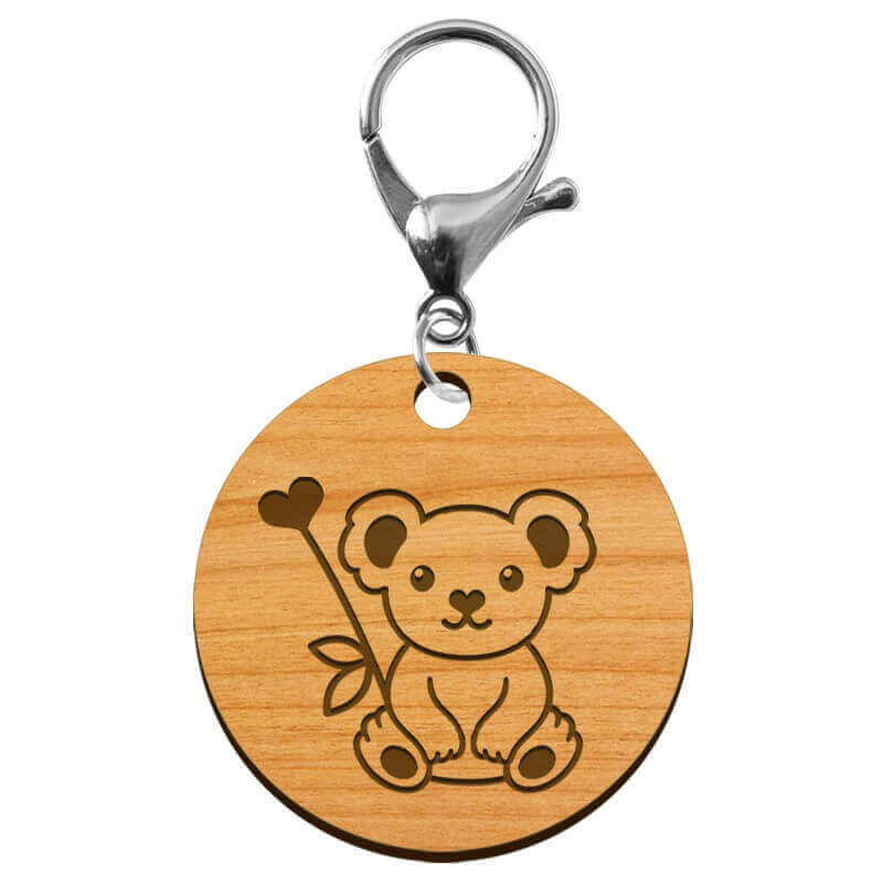 Porte clé koala en bois à personnaliser mousqueton argenté