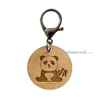 Porte-clé panda en bois personnalisable avec gravure au verso, fabrication artisanale française