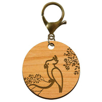 Porte-clé Perroquet artisanal personnalisable en bois mousqueton bronze