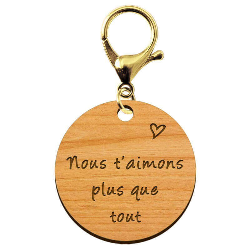 Porte-clé personnalisable en bois - Meilleure Maman du monde" mousqueton doré