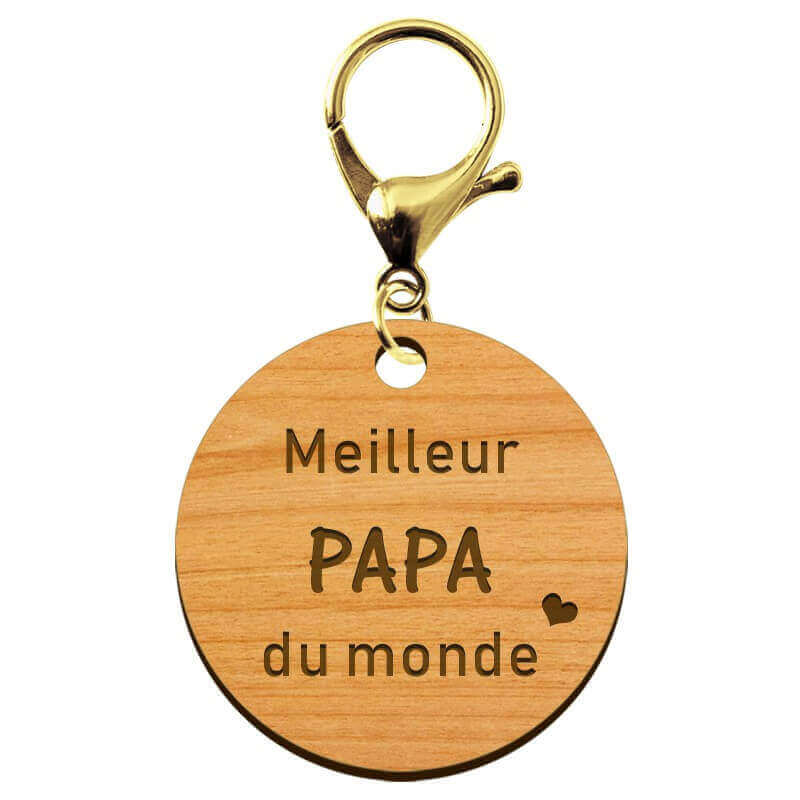 Porte-clé personnalisé - Meilleur papa du monde - 45 mm mousqueton doré