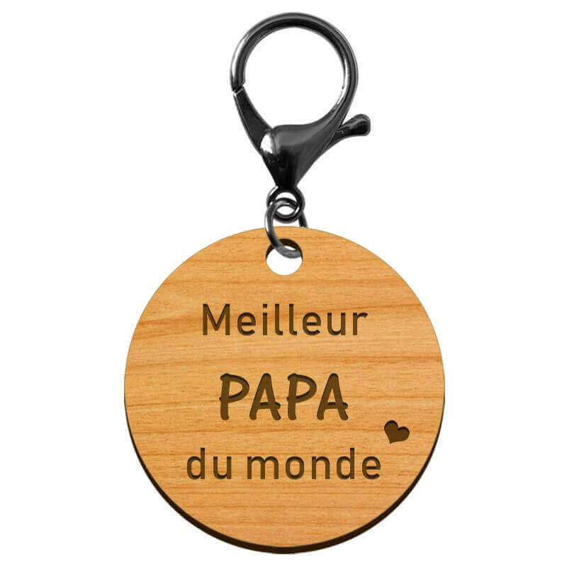 Porte-clé personnalisé - Meilleur papa du monde - 45 mm mousqueton noir