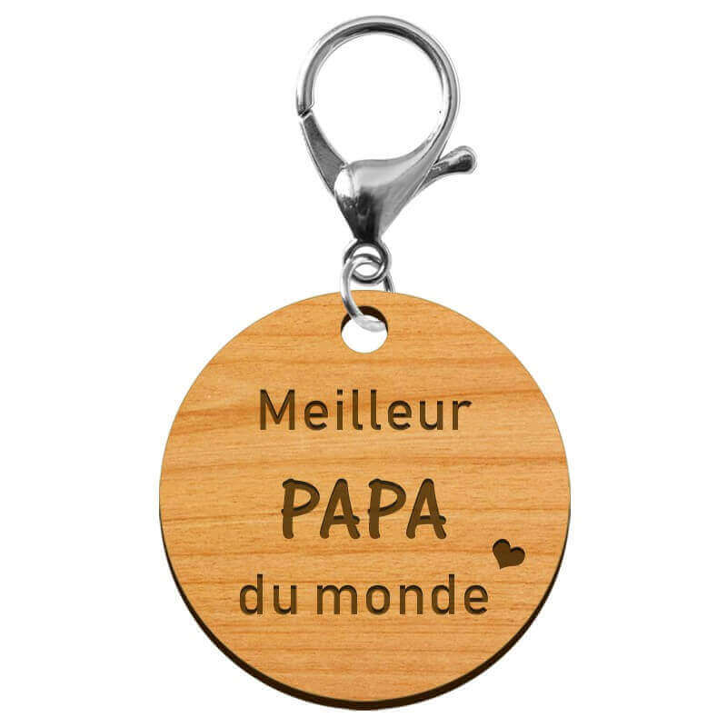 Porte-clé personnalisé - Meilleur papa du monde mousqueton argenté