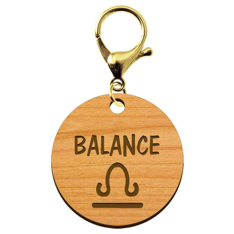 Porte-clé personnalisé signe astrologique Balance mousqueton doré