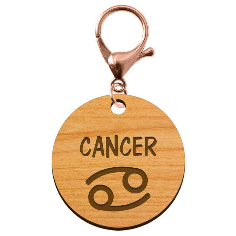 Porte-clé personnalisé signe astrologique Cancer mousqueton rose