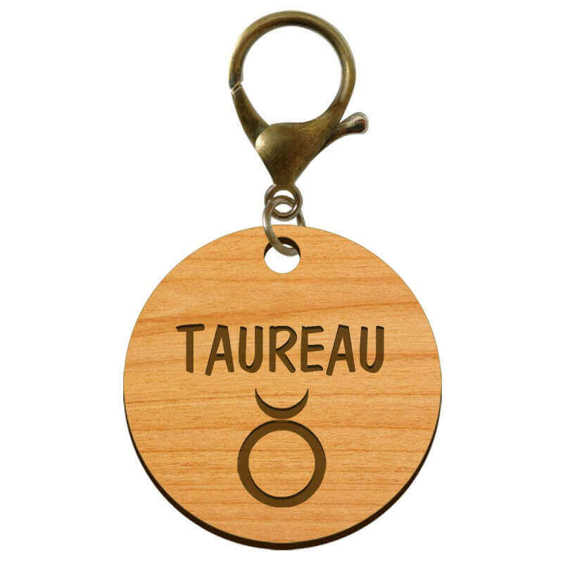 Porte-clé personnalisé signe astrologique Taureau mousqueton bronze