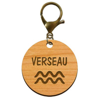 Porte-clé personnalisé signe astrologique Verseau mousqueton bronze
