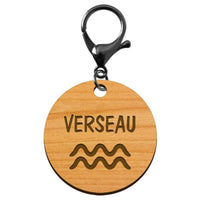 Porte-clé personnalisé signe astrologique Verseau mousqueton noir