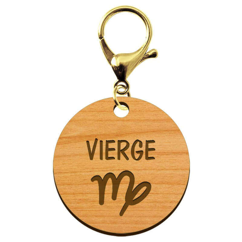 Porte-clé personnalisé signe astrologique Vierge mousqueton doré