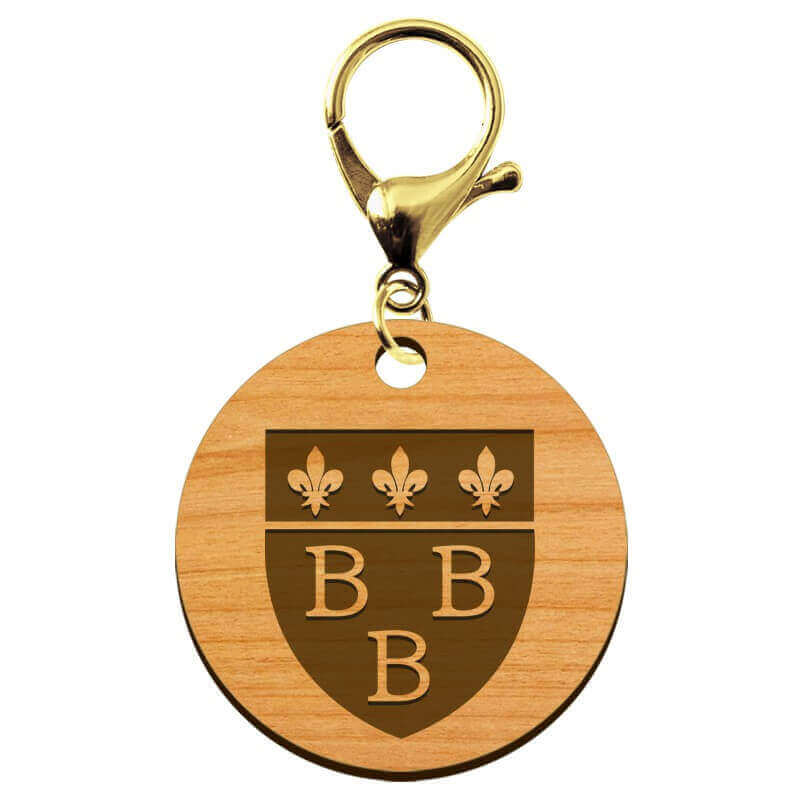 Porte clé Trèbes 3B en bois personnalisé mousqueton doré