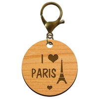 Porte clef paris en bois mousqueton bronze