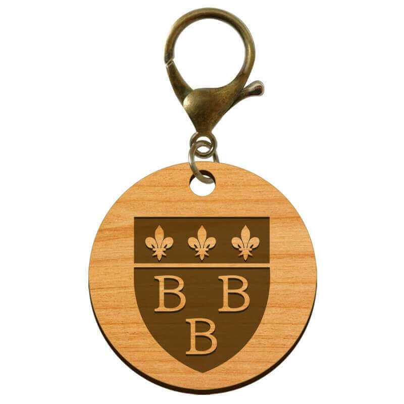 Porte clef Trèbes blason 3B en bois personnalisé mousqueton bronze 