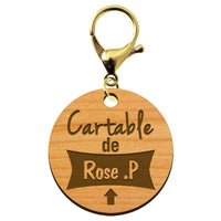 Porte clés prénom d'identification cartable personnalisé mousqueton doré 