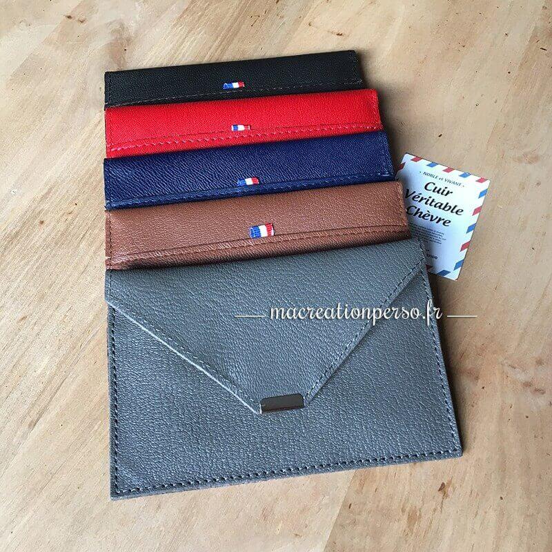 Porte papier voiture personnalisé  en cuir véritable