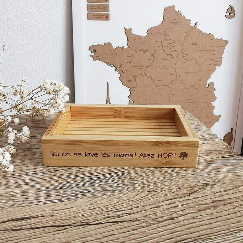 Porte savon en bois de Bambou personnalisé