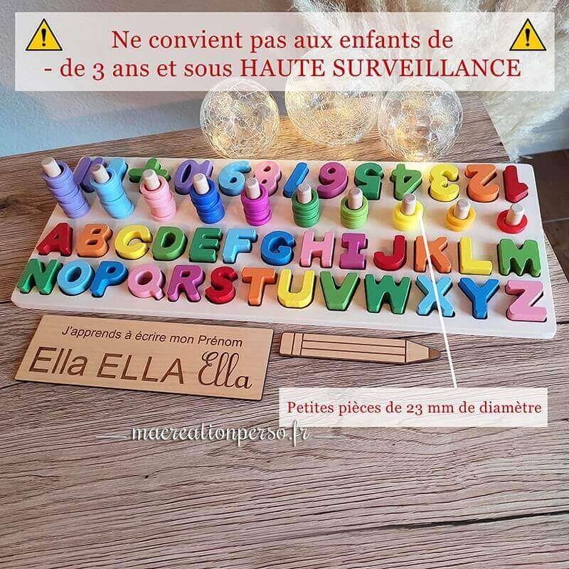 Puzzle lettres alphabet bois enfant 3 ans