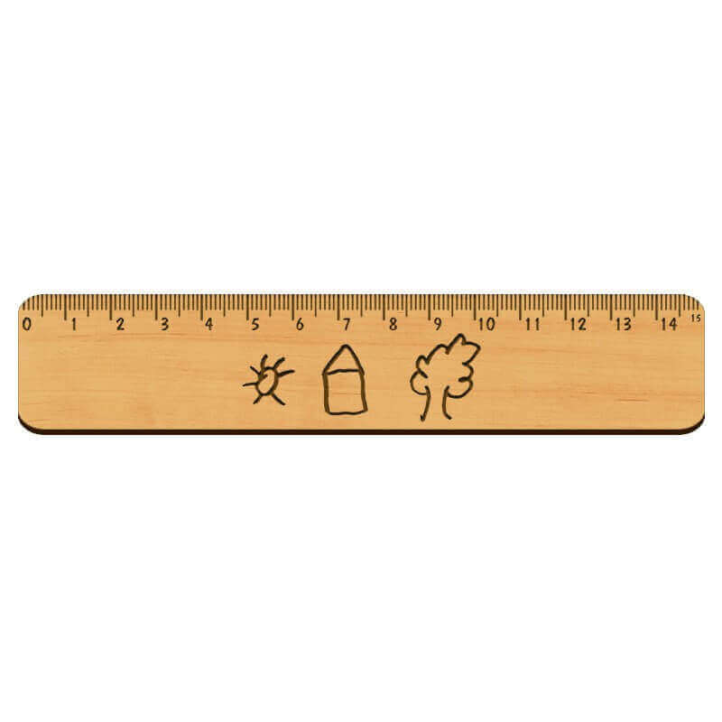 Règle gravée avec dessin ou écriture 
