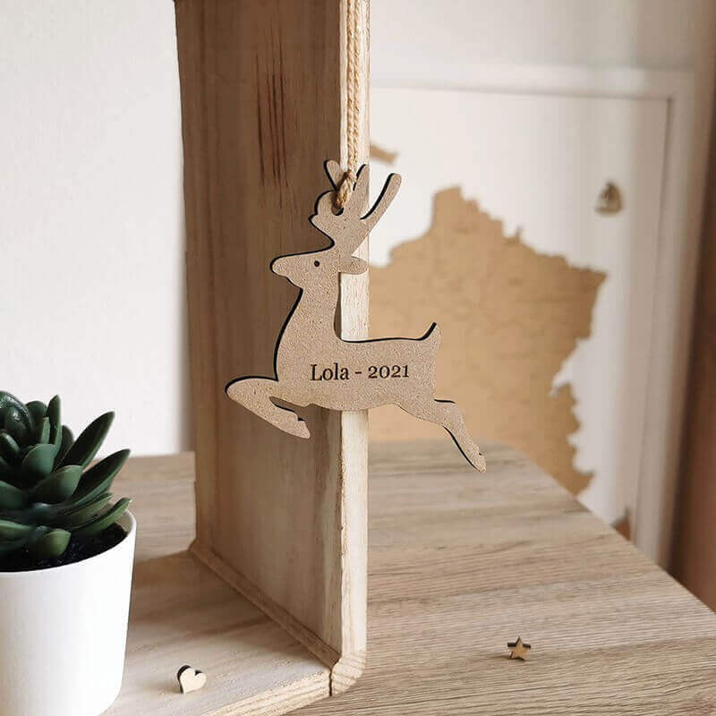 Renne de Noël personnalisable en bois