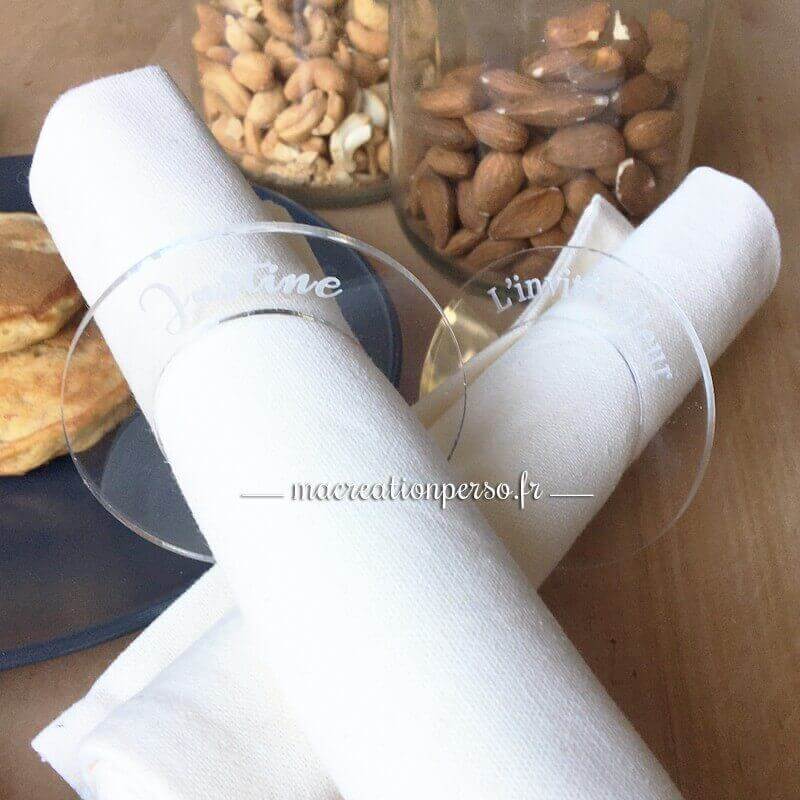 Ronds de serviette personnalisés transparent X2
