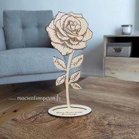 Rose éternelle personnalisée en bois fêtes des mères
