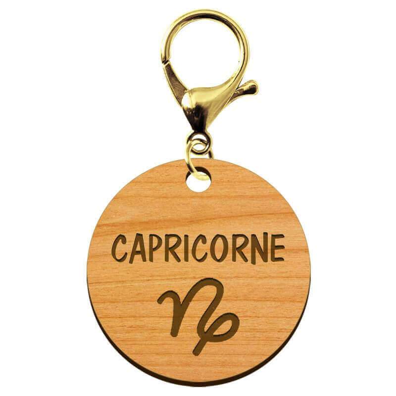 Signe astro capricorne porte clé personnalisable mousqueton doré