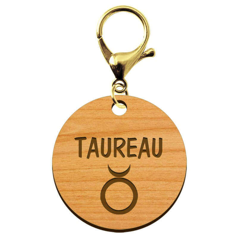 Signe astro taureau porte clé personnalisé mousqueton doré
