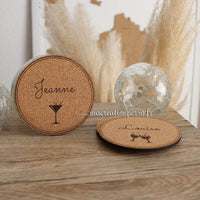 Sous verre liège personnalisable rond 