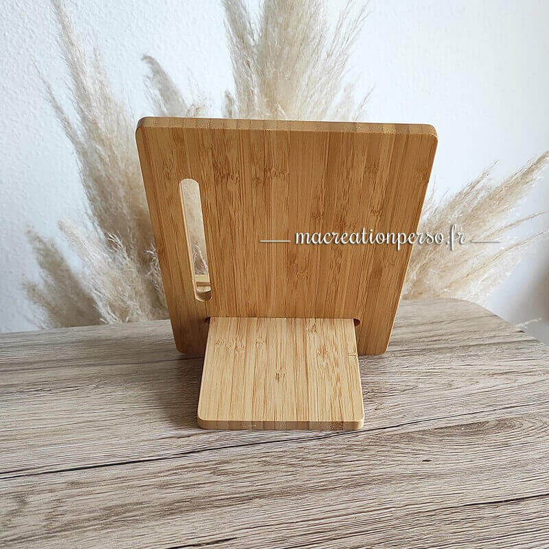 Support de tablette bambou personnalisable sur pied