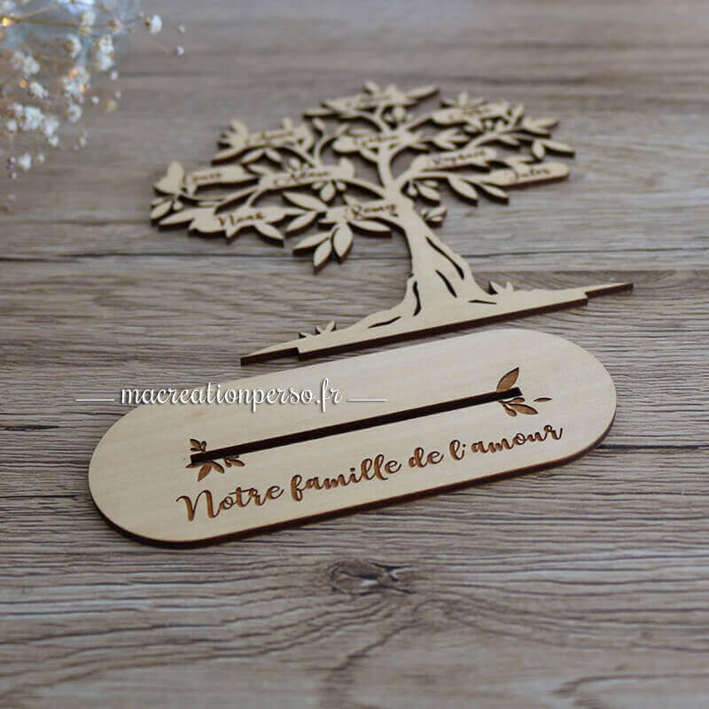 Support décoration olivier personnalisé avec prénom arbre 