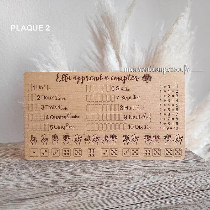 Tableau en bois du boulier pour apprendre les chiffres N° 2