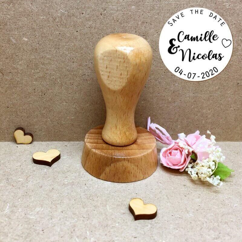 Tampon en bois pour faire part de mariage 