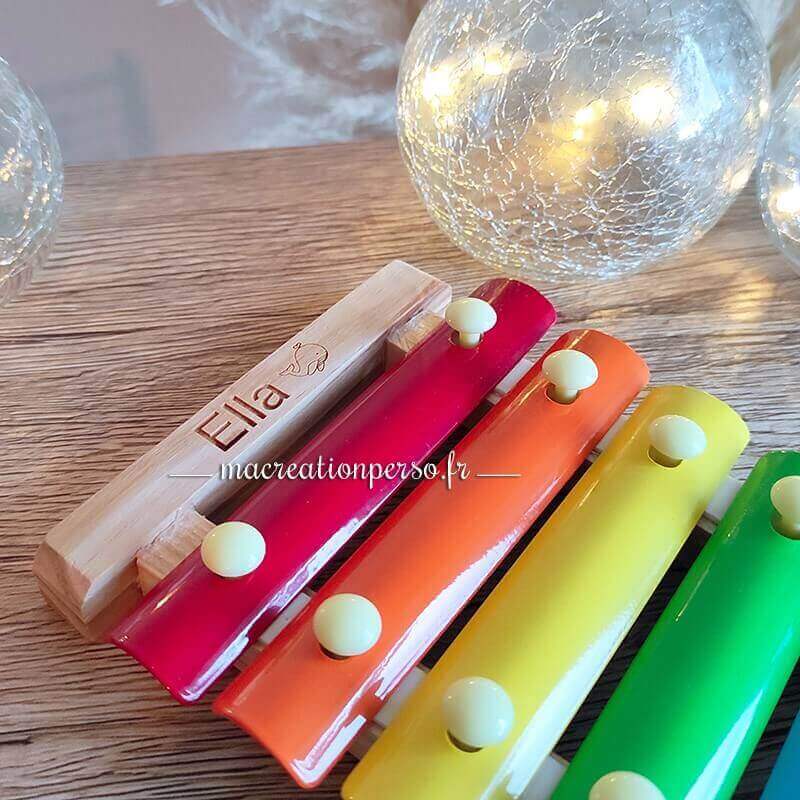 Xylophone bébé en bois gravé prénom Ella